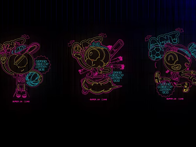 Neon Decorative Lights With Colorful Cartoon Patterns And Vibrant Designs For Home Decor 3d model