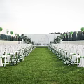 Commercial Event Equipment For Outdoor Wedding With White Chairs And Balloon Decorations