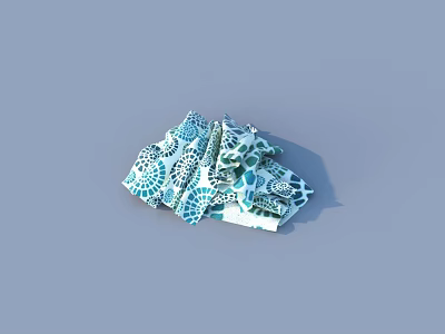Blue And White Patterned Folded Clothes With Stylish Intricate Floral Designs 3d model