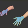 Blue Latex Protective Gloves For Daily Use Worn On Mannequin Hands 3d model