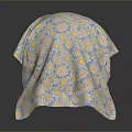 Colorful Floral Headscarf With Blue Background And Yellow Pink Daisy Patterns