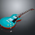 Turquoise Electric Guitar Daily Life Musical Instrument With Orange Edge Black Panel And White Knobs
