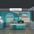 Modern Cosmetics Store With Blue White Interior Display Counters And Brand Sign