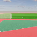 School Playground Featuring Green Football Field Red Running Track and White Markings