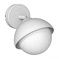 Modern Wall Lamp with White Round Base and Metallic Hemispherical Shade 3d model