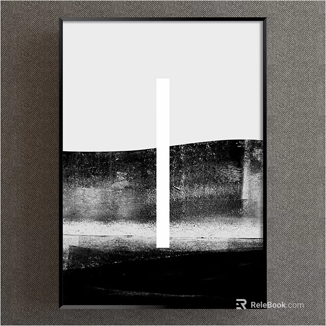 Black And White Abstract Wall Art With Vertical Line And Textured Background 3d model 