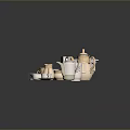 Elegant Ceramic Tea Set With Teapot Cups Plates And Lidded Containers