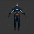 Captain America Game Movie Character Standing In Blue Uniform With White Star And Red Stripes