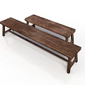Two Long Solid Wood Benches With Slatted Seats And Sturdy Legs Home Furniture