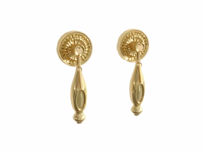 Golden Handles With Decorative Round Top And Metallic Finish For Furniture Cabinet Or Drawer 3d model