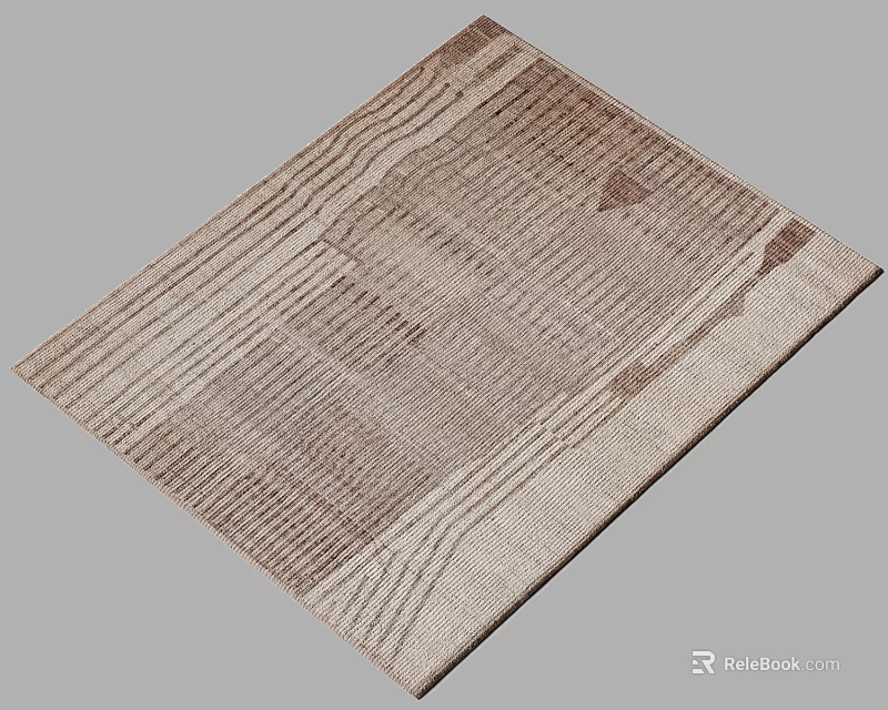 Modern Square Carpet with Neutral Tones and Striped Patterns for Home Decor 3d model 