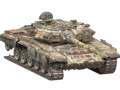 Military Tank Design With Camouflage Paint Detailed Turret Gun Barrel And Tracks 3d model