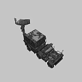 Beige Military Truck With Large Cargo Body And Multiple Rugged Wheels