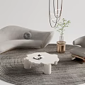 Quiet Sofa Tea Table Combination Sofa Coffee Table 3d model
