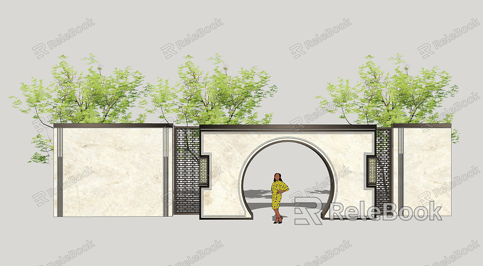 New Chinese-style Yuetongmen Residential Area Wall model