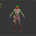 Game Movie Female Character in Gray Utility Jumpsuit with Red Hands Standing Pose