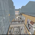 Shopping Mall Lobby Modern Design Spacious Bright Interior With Golden Railings Glass Walls and Escalators