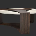 Modern Round Coffee Table With Wooden Frame And Lighted Marble Top 3d model