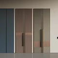 Elegant Modern Wardrobe Doors With Textured Surfaces Stripe Accents And Metal Handles