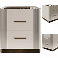 Modern Bedside Table Design With Vertical Stripes Golden Handles And Drawers 3d model