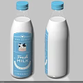 Fresh Organic Milk in Transparent Bottles with Blue Caps High Quality
