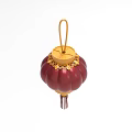 Traditional Red Lantern With Gold Decorative Details And Hanging Tassels