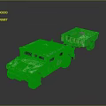Tactical Military Vehicle With Open Flatbed Trailer And Heavy Duty Wheels