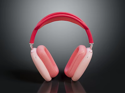 Modern Over Ear Headphones With Red Headband And Soft Pink Ear Cushions Design 3d model