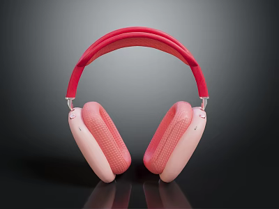 Modern Over Ear Headphones With Red Headband And Soft Pink Ear Cushions Design 3d model