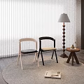 Modern Two Tone Chairs With Wooden Legs Near Floor Lamp Side Table On Round Rug