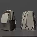 Two Tone Canvas Backpacks With Beige Brown Design And Black Straps Detail