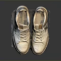 White And Beige Casual Sneakers With Star Pattern On Upper And Platform Sole