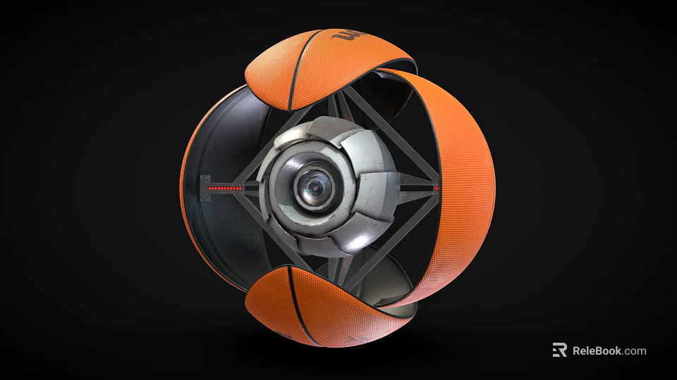 Spherical Industrial Equipment With Orange Shell Silver Core And Advanced Mechanical Structure 3d model 