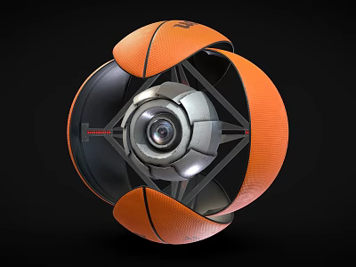 Spherical Industrial Equipment With Orange Shell Silver Core And Advanced Mechanical Structure 3d model