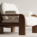 Comfortable Modern Leisure Chair with Wooden Frame and Cream Upholstery