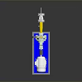 Industrial Equipment 3D Model With Electric Motor Pipes And Control Instruments On Blue Base