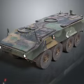 Military Armored Vehicle With Camouflage Paint Six Wheels And Armored Top