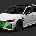 Modern White Audi Wagon With Green Grille Black Roof And Sporty Design