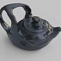 Black Glossy Teapot with Unique Modern Design and Smooth Curved Handle