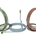 Colored Garden Hoses Multiple Colors Green Blue Brown Coiled With Connector Fittings For Outdoor Watering