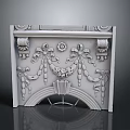 Elegant Decorative Architectural Panel With Bowknot Drapery Circular Ornament And Arched Base 3d model