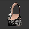 Elegant High Heels Featuring Patterned Fabric Pointed Toe Slim Heel And Pink Insole 3d model