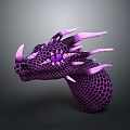 Purple Dragon Head Game Movie Character With Scales Spikes And Glowing Eyes