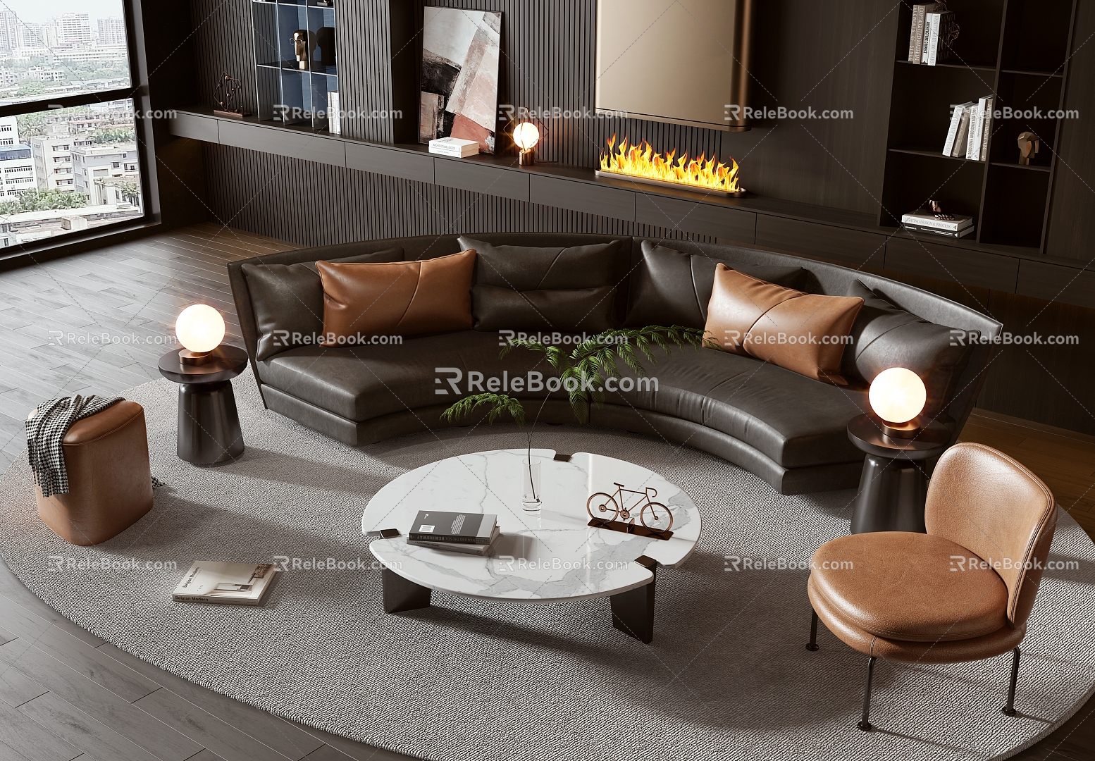 Sofa coffee table combination 3d model