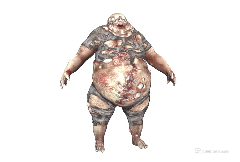 Game Film Character Of Bloody Decayed Obese Zombie 3d model 