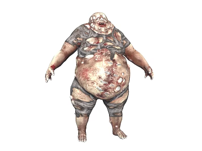 Game Film Character Of Bloody Decayed Obese Zombie 3d model
