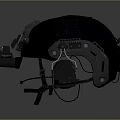 Black Military Tactical Helmet With Mounted Night Vision Goggles And Adjustable Straps