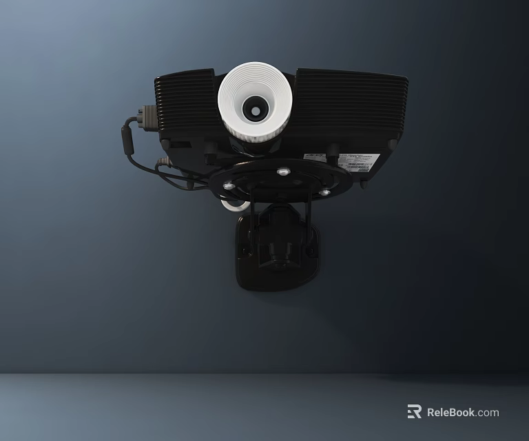 Black Projection Surveillance Camera Design With Professional Lens And Adjustable Mounting Bracket 3d model 