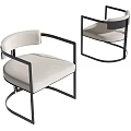 Modern Single Chair With White Cushion And Black Curved Metal Frame Design
