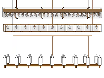 Modern Linear Chandelier Design With Multiple Bulbs And Metal Frame For Dining Area 3d model